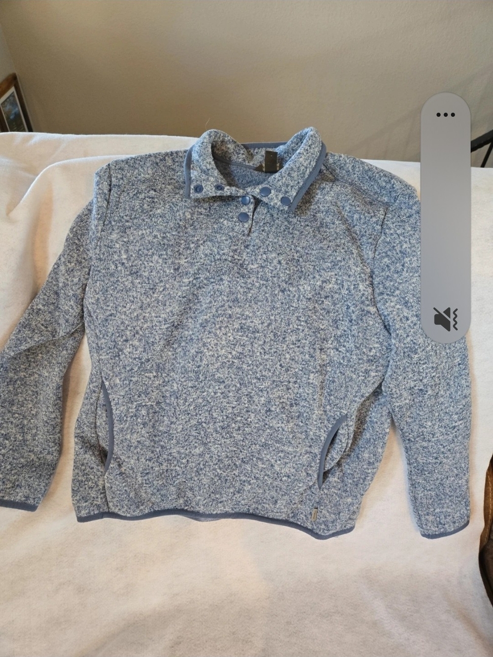 Eddie Bauer Marled Light Blue Button Sweater, Womens